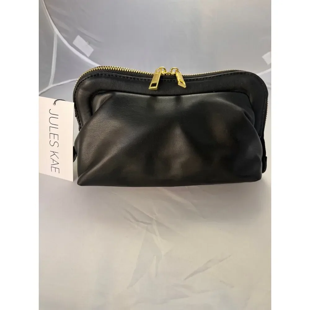 NWT JULES KAE Vegan Leather small Crossbody Bag Purse in Black With Dust Bag - Picture 2 of 11